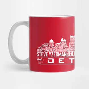 Detroit Hockey Team All Time Legends, Detroit City Skyline Mug